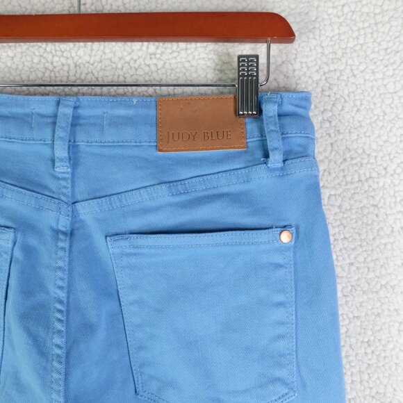 Judy Blue Jeans Womens 7 28 Blue High Rise Wide Leg Cropped Raw Hem Stretch - Picture 5 of 12